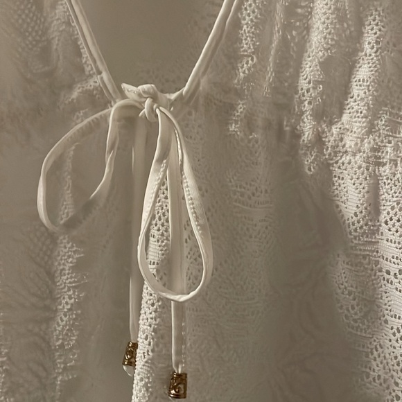 CLUB Z COLLECTION Lace hem flowers Beach Dress Coverup White Woman’s Size L - Picture 4 of 9